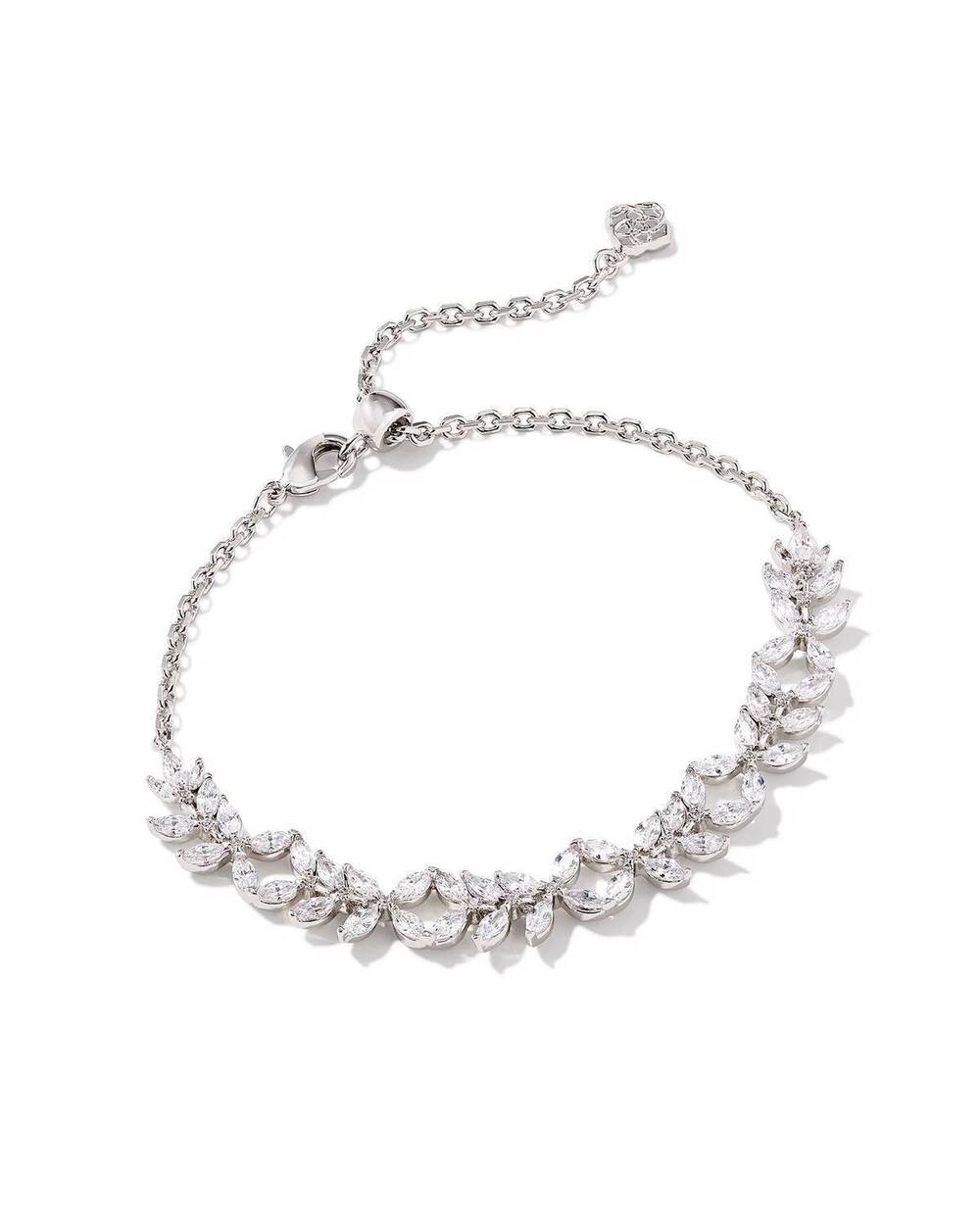NEW KENDRA SCOTT women's rosalie tennis bracelet in silver white crystal